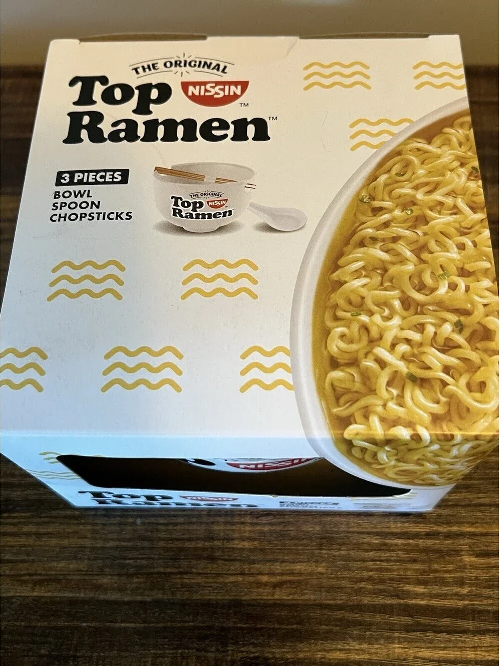 NEW Nissin Top Ramen Bowl Gift Set 3 Piece Bundle Chopsticks Spoon